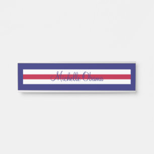 Patriotic Red White Blue Hanging Name Plate