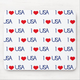 PATRIOTIC RED WHITE BLUE I LOVE USA MOUSE PAD