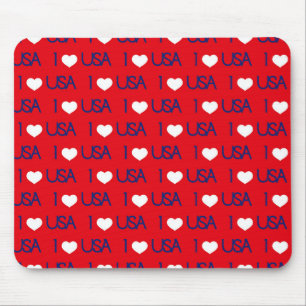 PATRIOTIC RED WHITE BLUE I LOVE USA MOUSE PAD