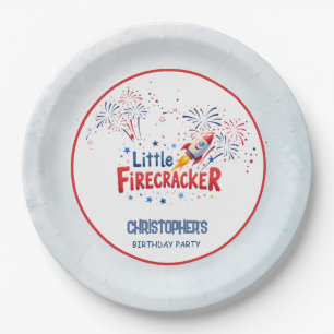 Patriotic Red White Blue Kids Birthday Paper Plate