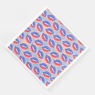 PATRIOTIC RED WHITE BLUE LIPS NAPKIN