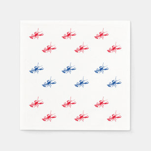 Patriotic red white blue lobster pattern cute fun napkin