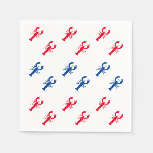 Patriotic red white blue lobster pattern modern napkin