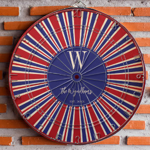 Patriotic Red White Blue Monogram Established Dartboard