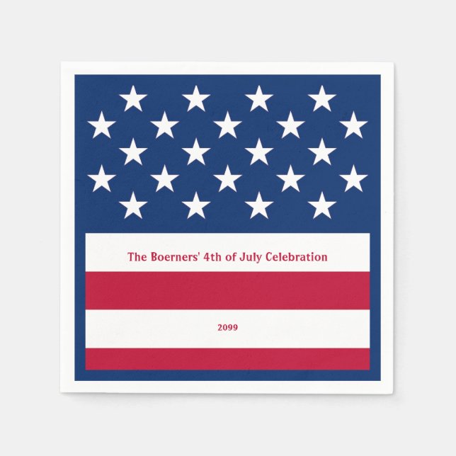 Patriotic Red White & Blue Old Glory Cocktail Napkin (Front)