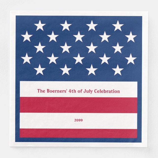 Patriotic Red White & Blue Old Glory Paper Dinner Napkin (Front)