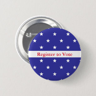 Patriotic Red White & Blue Register to Vote Button