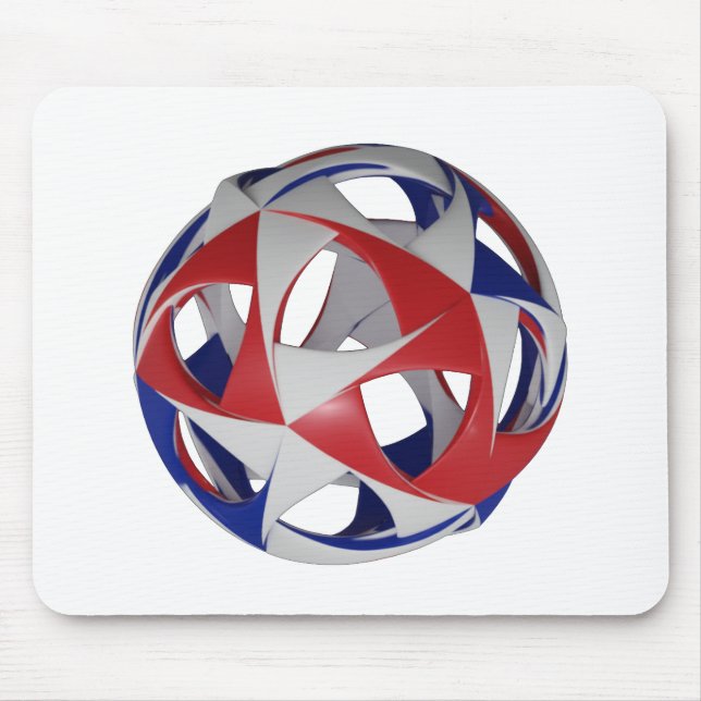 Patriotic Red White & Blue Sphere With Openings Mouse Pad (Front)