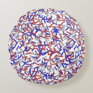 Patriotic Red White Blue Sprinkles Round Pillow