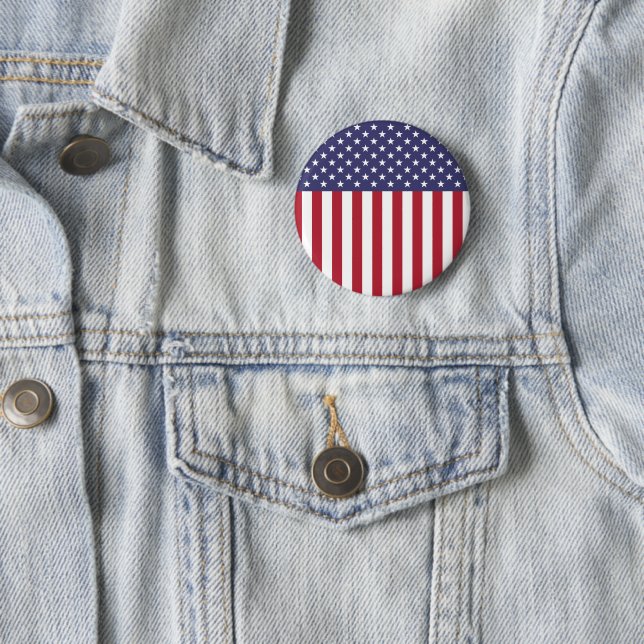 Patriotic Red White Blue Stars And Stripes Flag 2 Inch Round Button (In Situ)