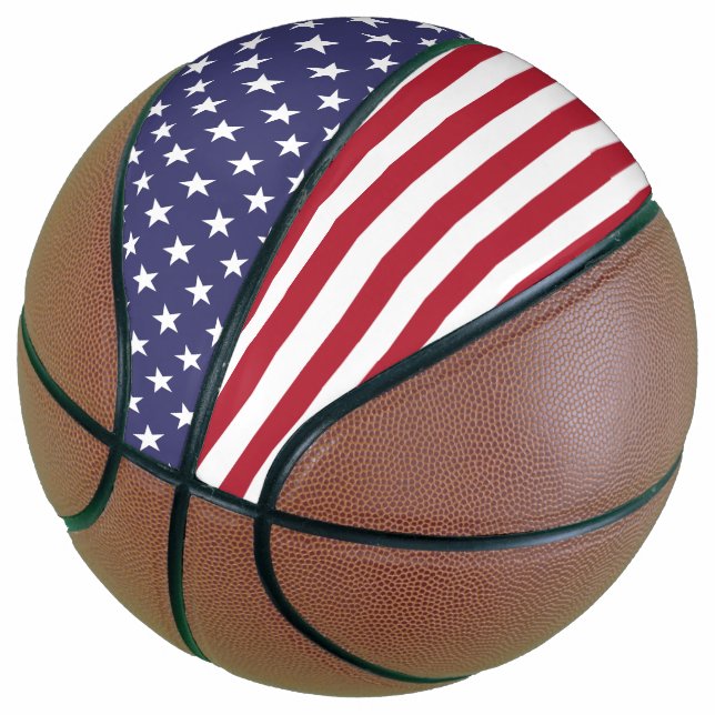 Patriotic Red White Blue Stars And Stripes Flag Basketball (Angled)