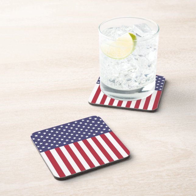Patriotic Red White Blue Stars And Stripes Flag Coaster (Right Side)