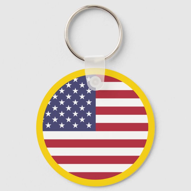 Patriotic Red White Blue Stars And Stripes Flag Keychain (Front)