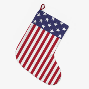Patriotic Red White Blue Stars And Stripes Flag Large Christmas Stocking