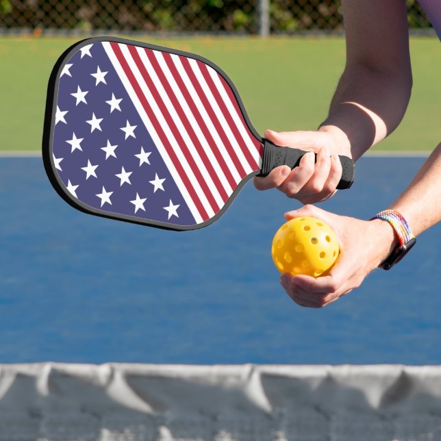 Patriotic Red White Blue Stars And Stripes Flag Pickleball Paddle (Insitu)