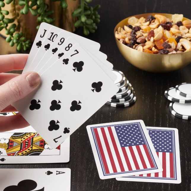 Patriotic Red White Blue Stars And Stripes Flag Playing Cards (In Situ)