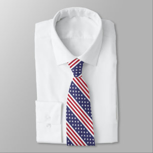Patriotic Red White Blue Stars And Stripes Flag Tie