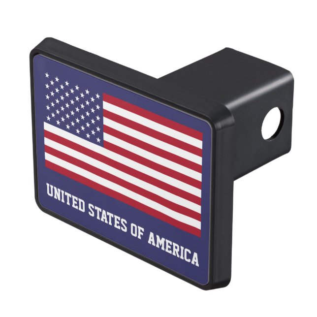 Patriotic Red White Blue Stars And Stripes Flag Trailer Hitch Cover (Top Right)