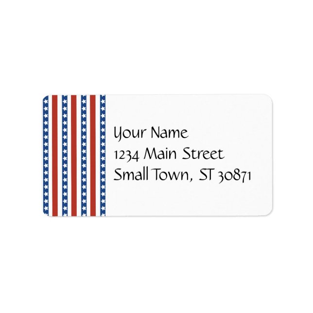 Patriotic Red White Blue Stars and Stripes Freedom Label (Front)