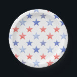 Patriotic Red White & Blue Stars Paper Plate<br><div class="desc">This patriotic bridal shower paper plate design features a watercolor Red White & Blue Stars.</div>