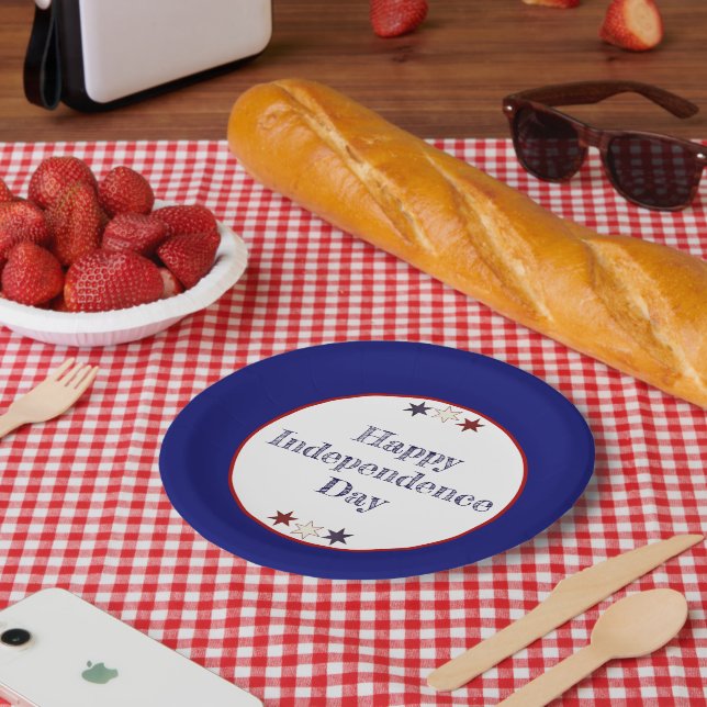 Patriotic Red White Blue Stars Paper Plate (Picnic)