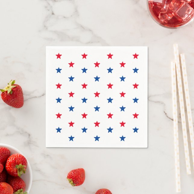 Patriotic red white blue stars pattern holiday  napkin (Insitu)