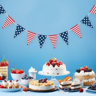 Patriotic Red White Blue Stars Stripes Bunting Flags