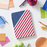 Patriotic Red White Blue Stars Stripes Monogrammed iPad Pro Cover<br><div class="desc">The all American, Stars and Stripes, Old Glory, Star-Spangled Banner, custom, personalized, beautiful elegant faux gold typography script name monogram / initials, patriotic, america USA flag, monogrammed, cool, magnetic iPad smart cover that folds into multiple stand positions and features grey microfiber interior that helps protect your screen, and wake /...</div>