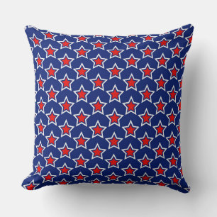 PATRIOTIC RED WHITE BLUE STARS & STRIPES THROW PILLOW