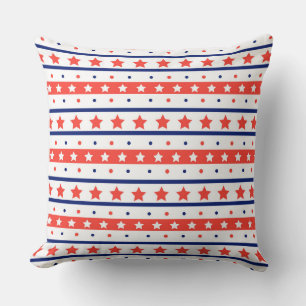 PATRIOTIC RED WHITE BLUE STARS & STRIPES THROW PILLOW