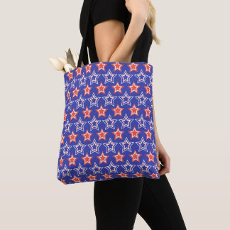 PATRIOTIC RED WHITE BLUE STARS TOTE BAG