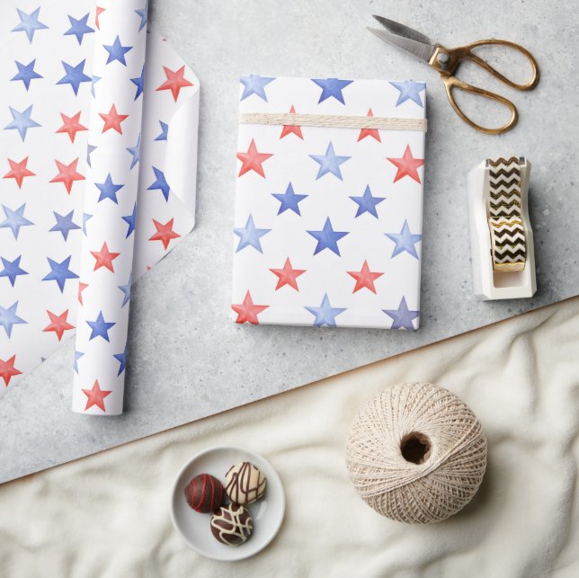 Patriotic Red White & Blue Stars  Wrapping Paper (Crafts)