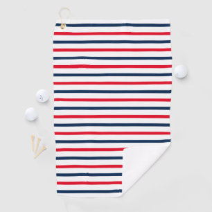 Patriotic red white blue stripes modern golf towel