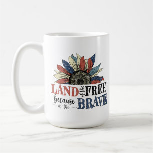 PATRIOTIC RED WHITE BLUE SUNFLOWER COFFEE MUG