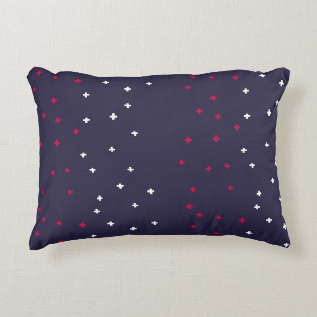 Patriotic red white & blue Swiss cross plus sign Accent Pillow (Front)
