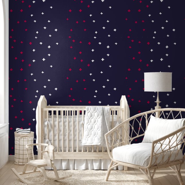 Patriotic red white & blue Swiss cross plus sign Wallpaper (Kids)