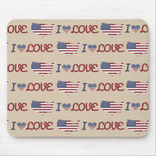 PATRIOTIC RED WHITE BLUE TAN STARS STRIPES MOUSE PAD