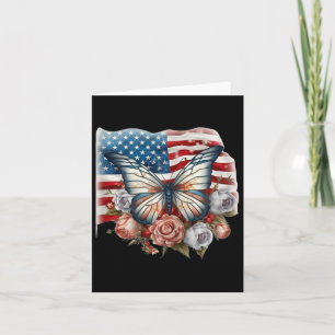 Patriotic Red White Blue Usa Flag Butterfly 4th Of Card