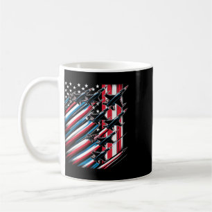 Patriotic Red White Blue Usa Flag Fighter Jets 4th Coffee Mug