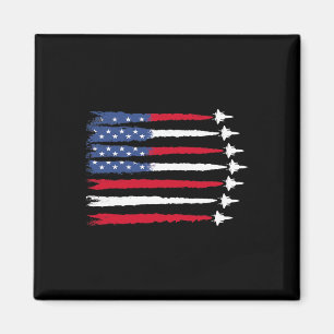 Patriotic Red White Blue Usa Flag Fighter Jets 4th Magnet