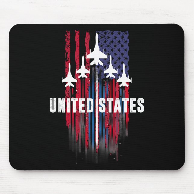 Patriotic Red White Blue Usa Flag Fighter Jets 4th Mouse Pad (Front)