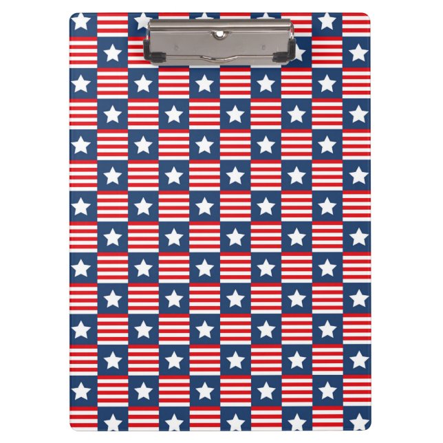 Patriotic Red, White & Blue USA Flag Pattern Clipboard (Front)