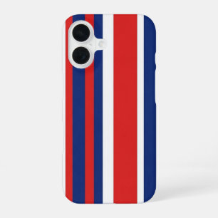 Patriotic Red White Blue Vertical Stripes Pattern iPhone 16 Case