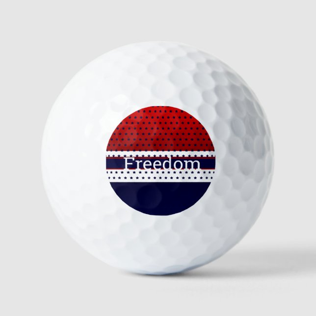 Patriotic Red White & Blue with Stars  Golf Balls (Front)