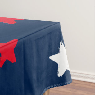 Patriotic red white dark navy blue stars pattern tablecloth