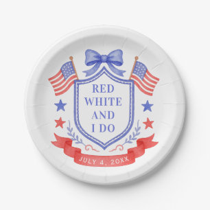 Patriotic Red White & I Do Bridal Shower  Paper Plate