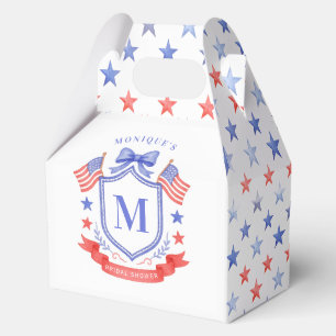 Patriotic Red White & I Do Monogram Bridal Shower Favor Box