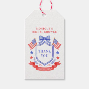 Patriotic Red White & I Do Monogram Bridal Shower Gift Tags
