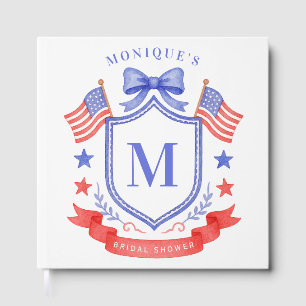Patriotic Red White & I Do Monogram Bridal Shower Guest Book