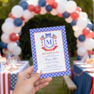 Patriotic Red White & I Do Monogram Bridal Shower Invitation